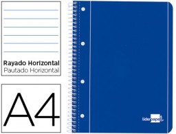 Cuaderno espiral Liderpapel serie azul A4 micro tapa blanda 80h 80g/m² horizontal 7mm. 4 taladros azul